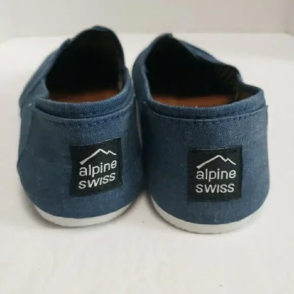 Alpine Swiss Slip On Flat Shoes Canvas Denim Blue Comfort Womens 10 - Picture 7 of 7